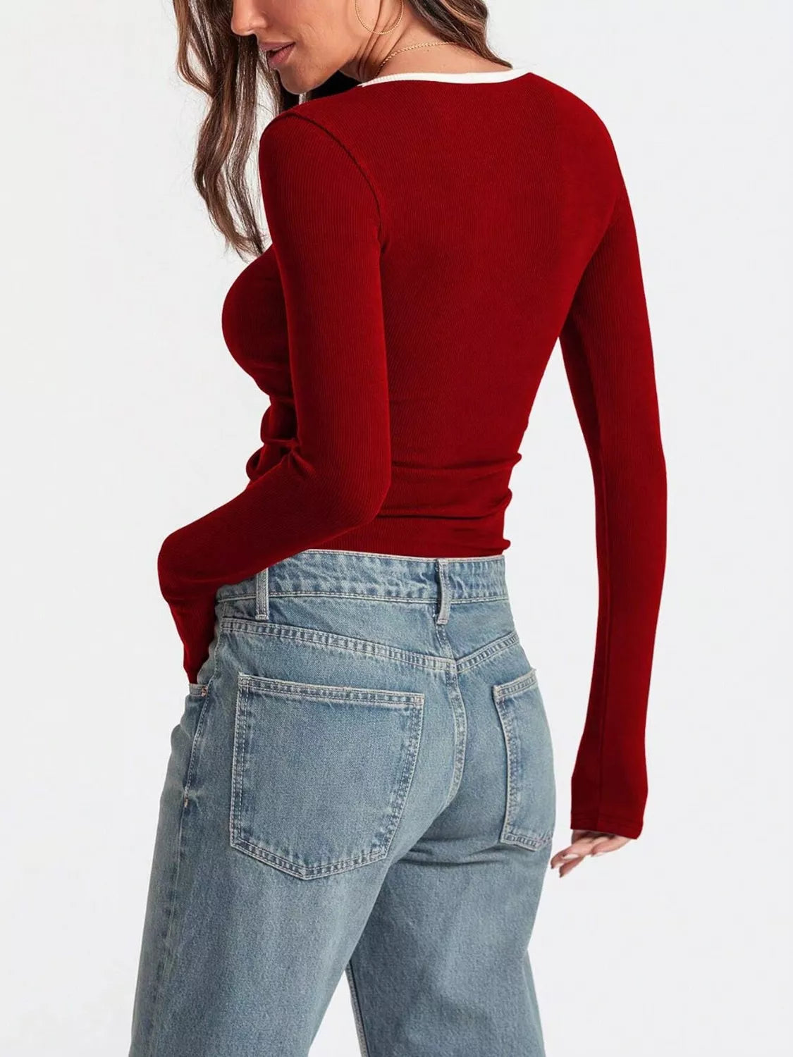 Contrast Trim Long Sleeve Top (10)