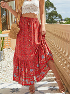 Floral Print Slit Skirt (13)