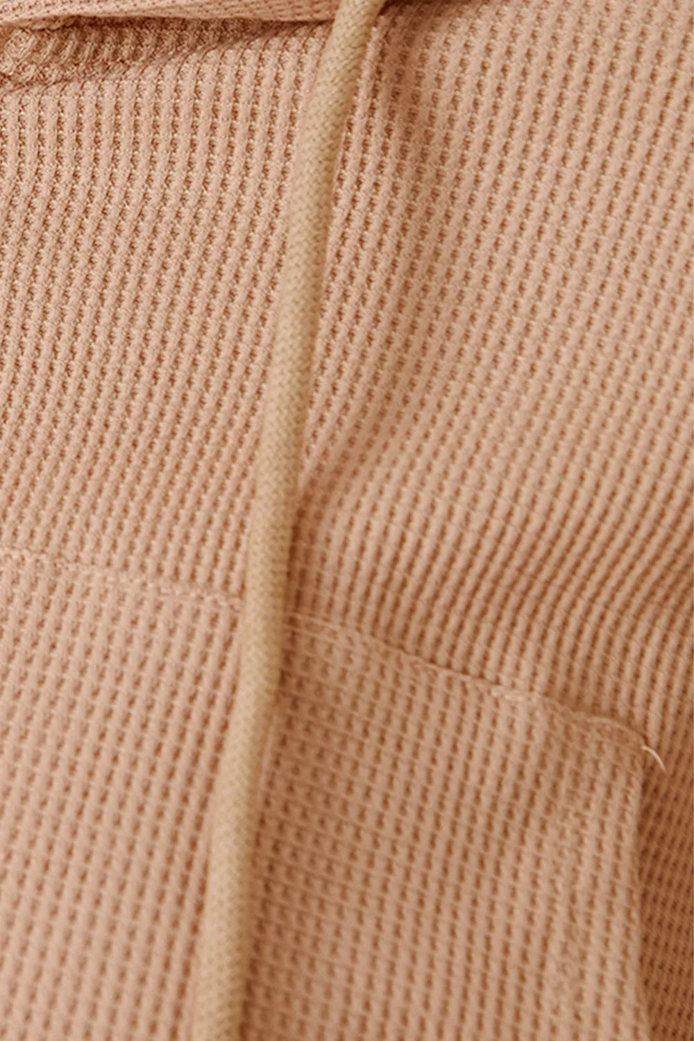Waffle-knit Drawstring Zip Up Hoodie (7)