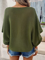 V-neck Batwing Sleeve Knit Top (9)