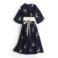 Floral V-neck Dress variant CJNSSYLY06402-Navy Blue-3XL|CJNSSYLY06402-Navy Blue-4XL|CJNSSYLY06402-Navy Blue-XXL|CJNSSYLY06402-Navy Blue-XL|CJNSSYLY06402-Navy Blue-5XL