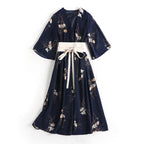 Floral V-neck Dress variant CJNSSYLY06402-Navy Blue-3XL|CJNSSYLY06402-Navy Blue-4XL|CJNSSYLY06402-Navy Blue-XXL|CJNSSYLY06402-Navy Blue-XL|CJNSSYLY06402-Navy Blue-5XL