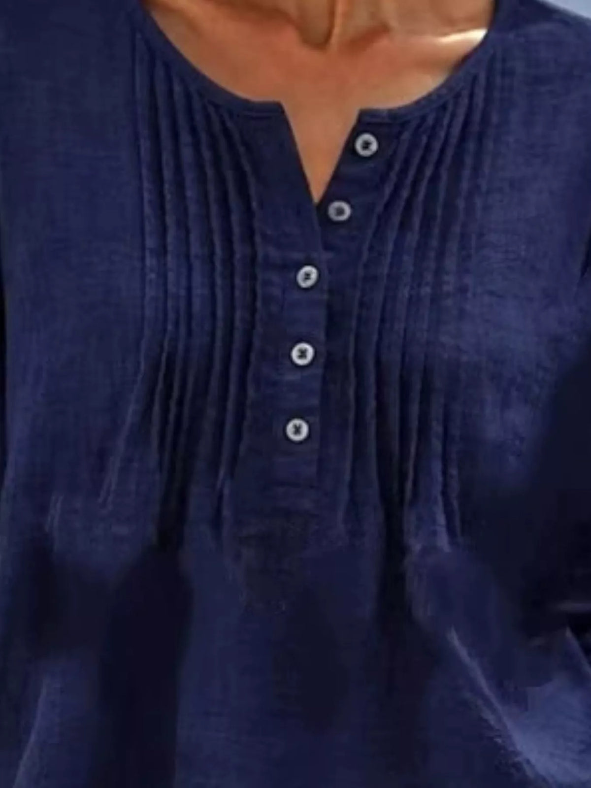 Casual Button Detail Long Sleeve Linen Shirt (11)