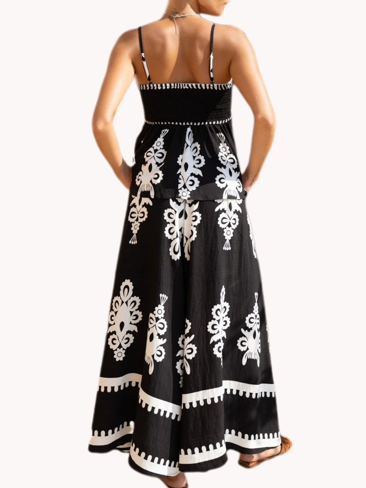 Printed Cami Wide Leg Pants Set (15)