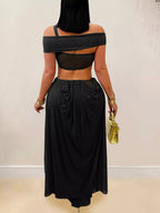 Cutout Off Shoulder Ruched Maxi Dress (4)