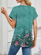 Printed Round Neck Short Sleeve Top (15)