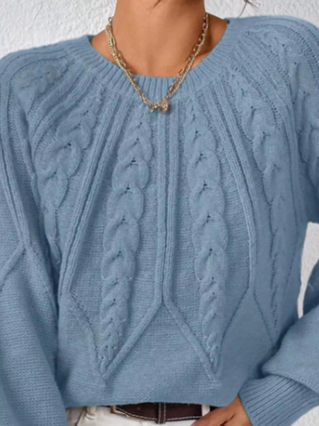 Cable Knit Long Sleeve Sweater (14)