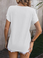 Textured Surplice Short Sleeve Blouse (16)