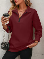 Zip-up Dropped Shoulder Sweatshirt (16)