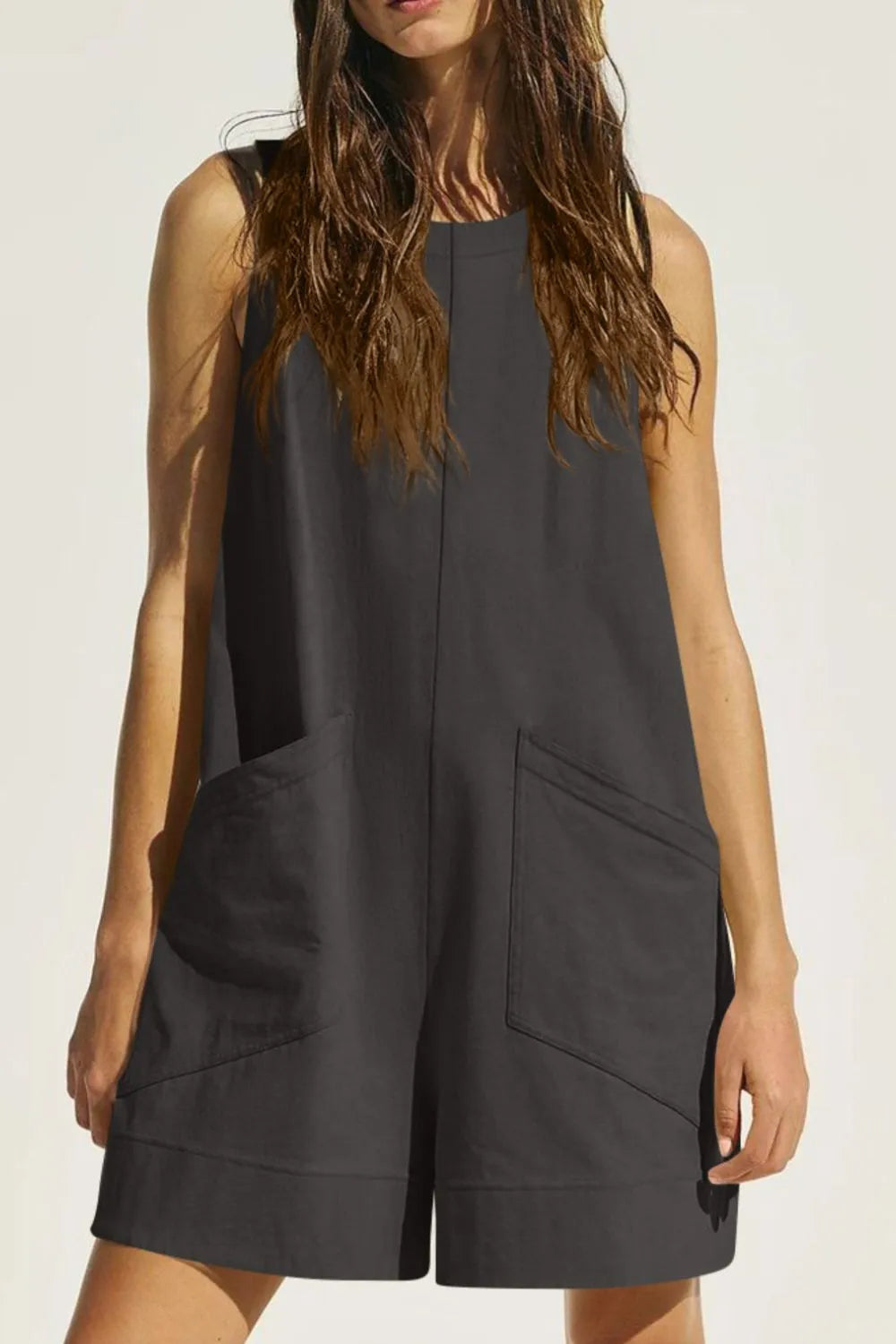 Round Neck Sleeveless Romper Pockets (6)