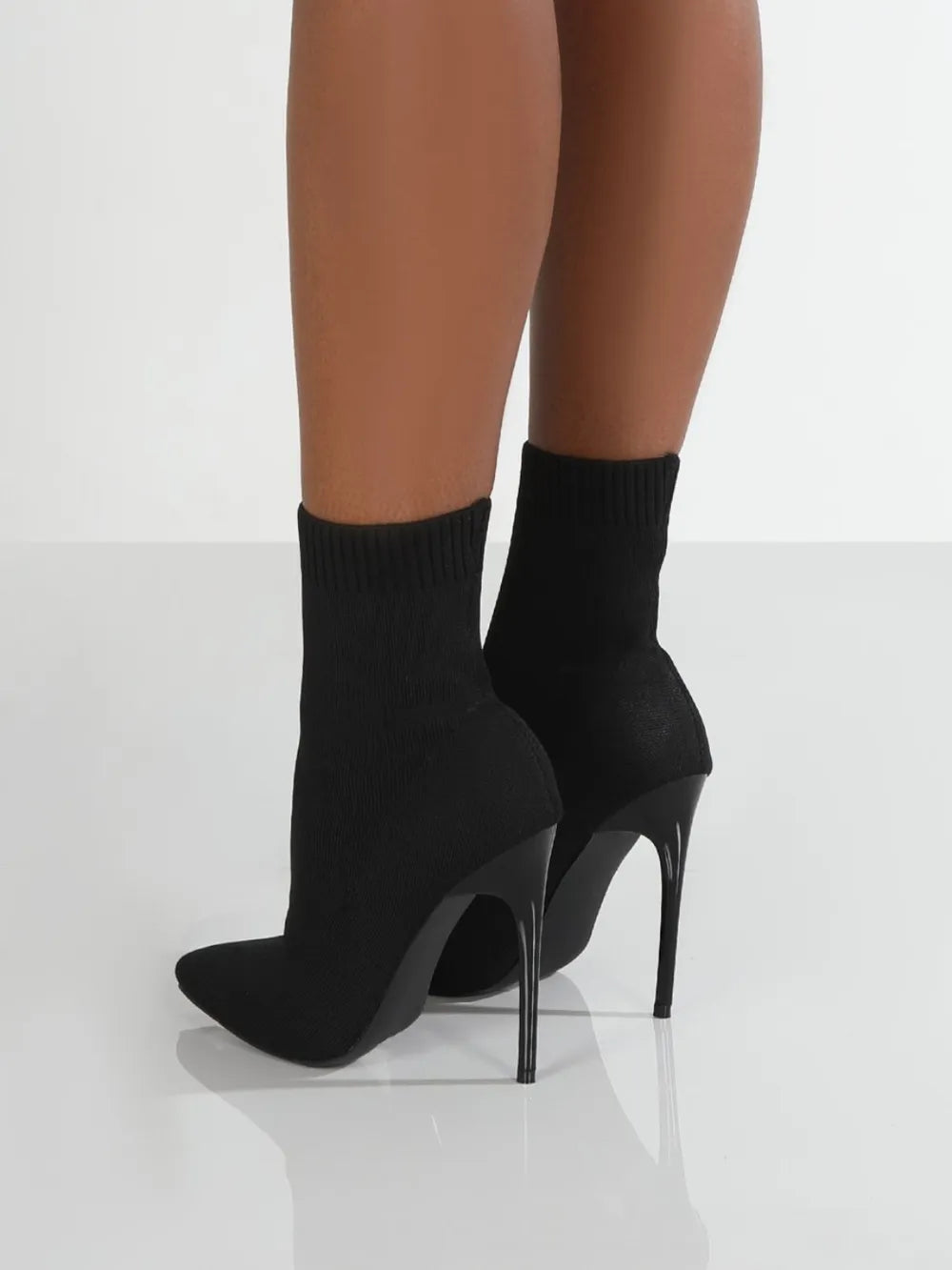 Mesh Point Toe Stiletto Boots (2)