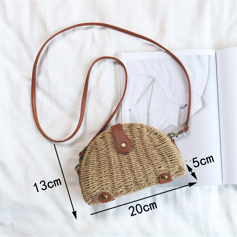 Semicircular Mini Straw Bag photo 3