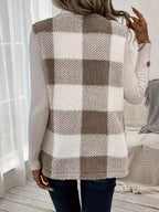 Cozy Plaid Sherpa Vest Coat (2)