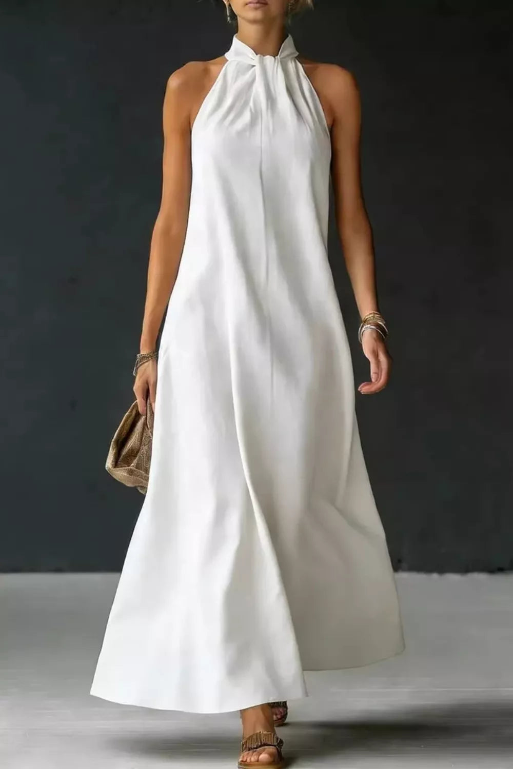 Halter Neck Sleeveless Maxi Dress (6)