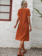 Round Neck Short Sleeve Dress Pockets (2)