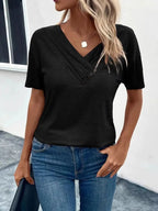 Short Sleeve V-neck Ruched T-shirt