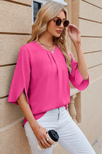 Round Neck Slit Half Sleeve Top (15)