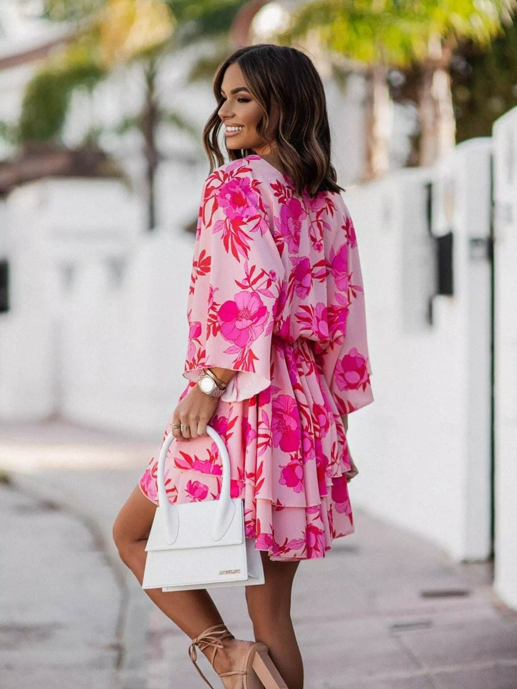 Layered Printed Surplice Mini Dress (5)