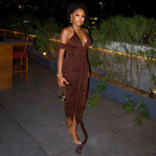Halter Neck V-neck Long Dress photo 5