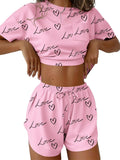 Printed Round Neck Tee Shorts Set