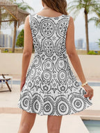 Printed V-neck Sleeveless Mini Dress (11)