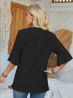Eyelet Notched Half Sleeve T-shirt (12)