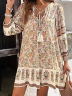 Floral Print Tassel Tie Neck Mini Dress (19)