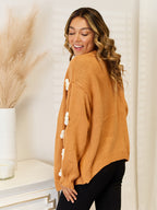 Flower Dropped Shoulder Open Front Cardigan (5)