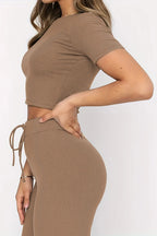Round Neck Short Sleeve Top Pants Set (20)