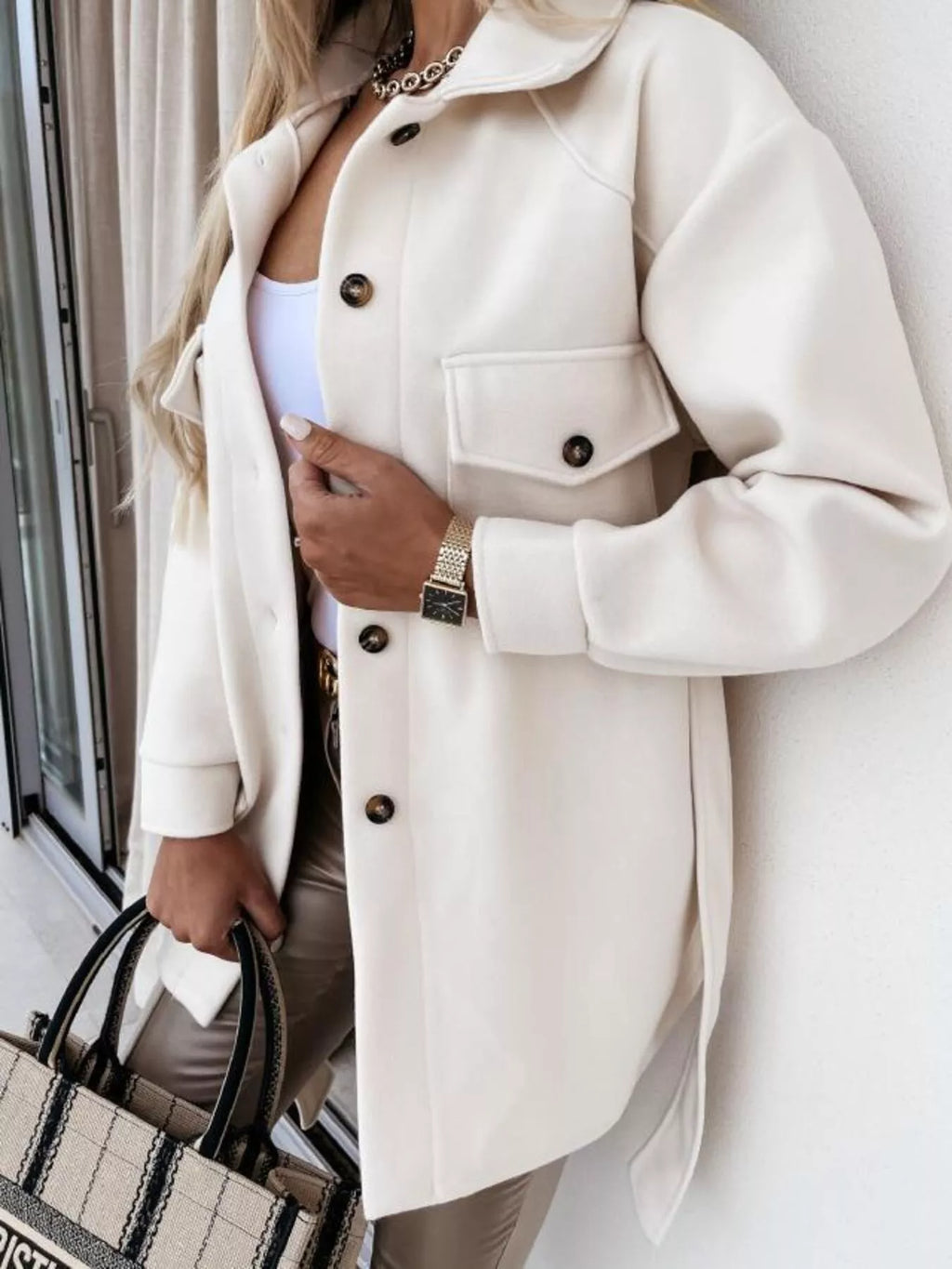 Button-down Tie Waist Coat (3)