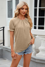 Round Neck Flounce Sleeve T-shirt (3)