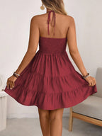 Smocked Halter Neck Tiered Dress (14)