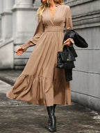 Surplice Long Sleeve Tiered Midi Dress (19)