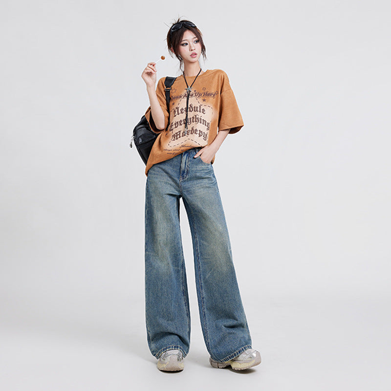 Wide Leg Jeans High Waist Baggy Straight Trousers photo 13