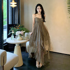 Pleated Irregular Elegant Midi Dress variant CJLY204682101AZ|CJLY204682102BY|CJLY204682103CX|CJLY204682104DW