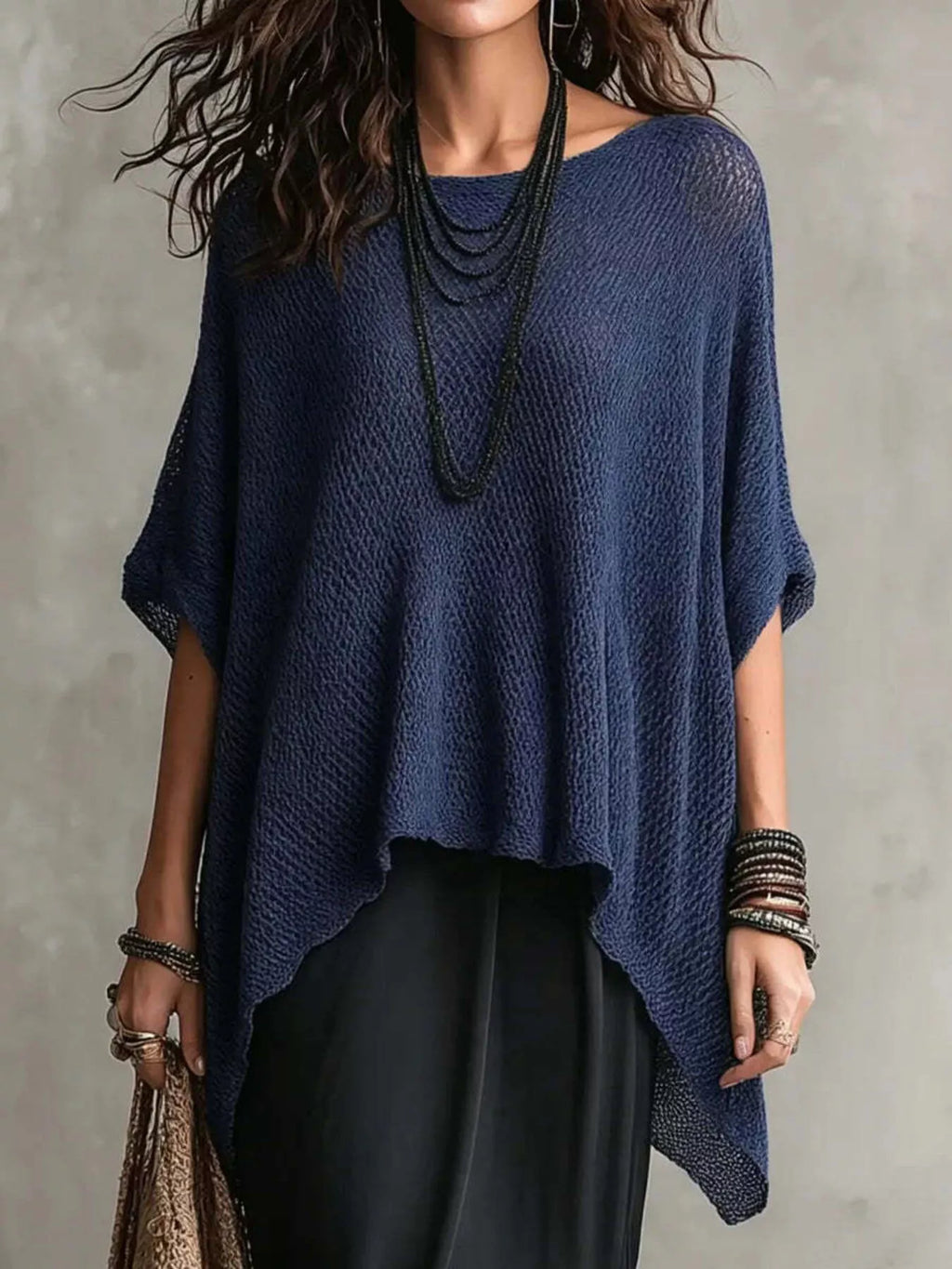 Full Size Loose Knit Round Neck Top Plus (3)