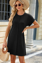 Heathered Round Neck Short Sleeve Dress (5)