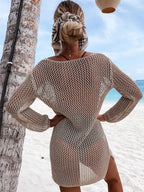 Openwork Long Sleeve Knit Cover Up (4)