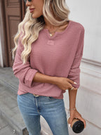 Striped Notched Long Sleeve T-shirt (23)
