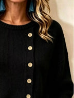 Decorative Button Round Neck Sweater (4)