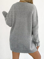 V-neck Ribbed Knit Sweater Dress (5)