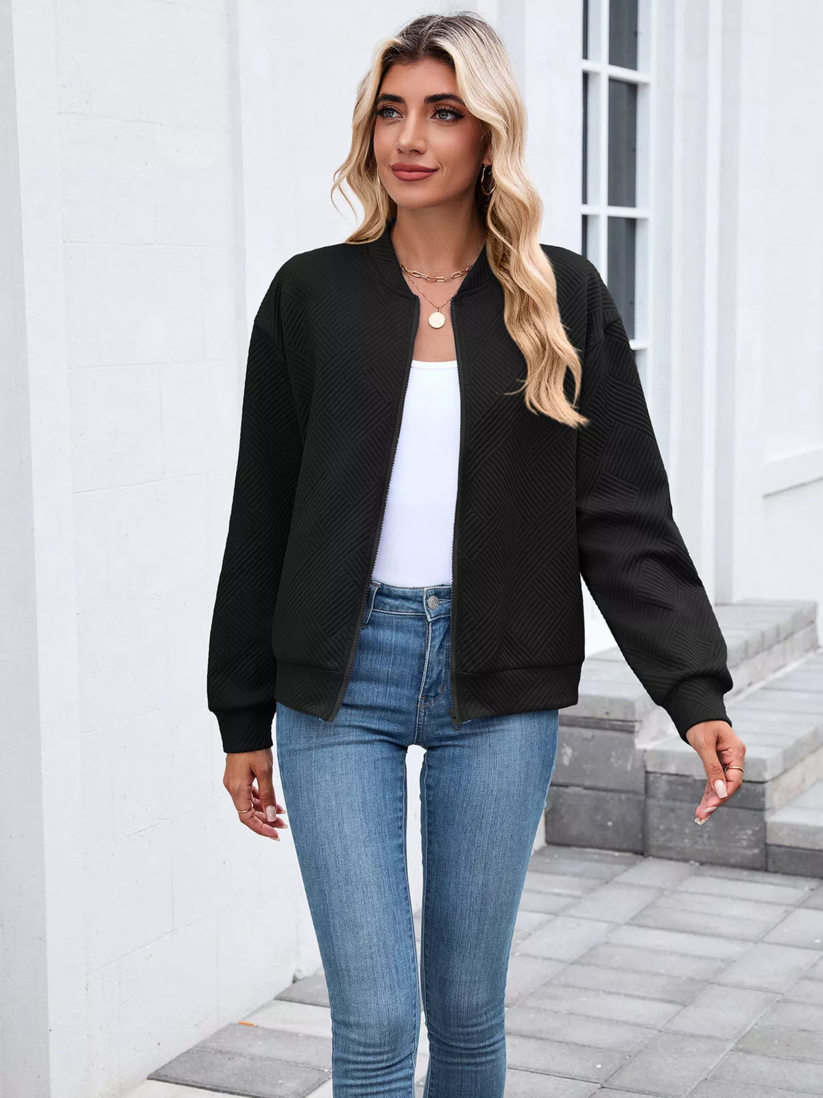 Textured Zip Up Jacket (15)