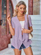 Eyelet Open Front Short Sleeve Cover Up (33)