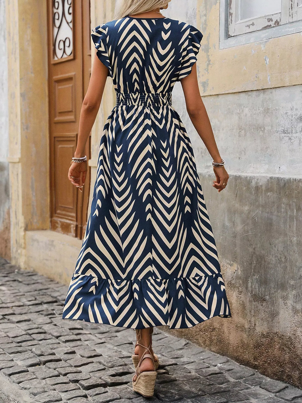 Ruffled Cap Sleeve Midi Dress (11)