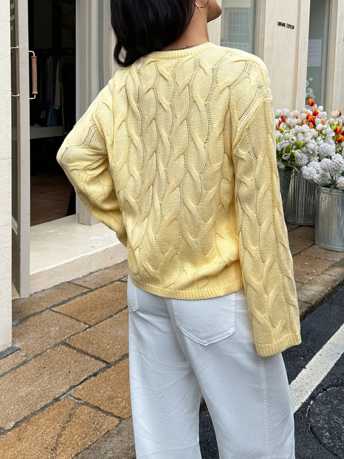 Cable Knit Long Sleeve Sweater (15)