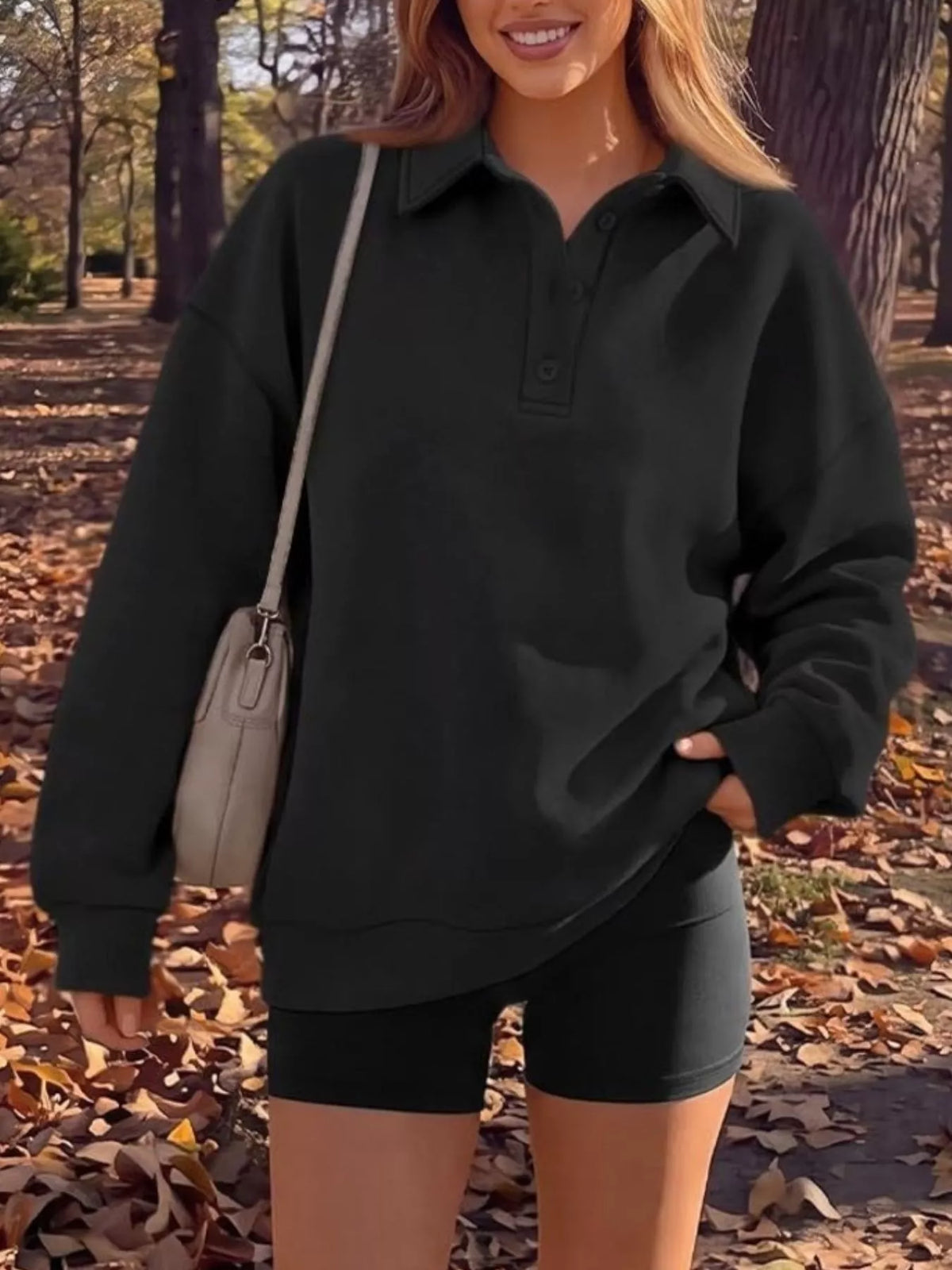 Button Detail Dropped Shoulder Sweatshirt (8)