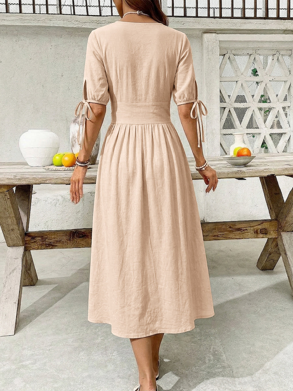 Button-down Short Sleeve Midi Dress (5)