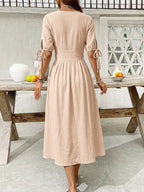 Button-down Short Sleeve Midi Dress (5)