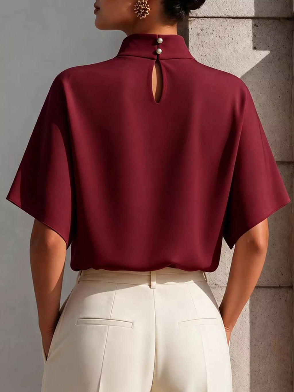 Mock Neck Short Sleeve T-shirt (11)