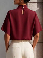 Mock Neck Short Sleeve T-shirt (11)